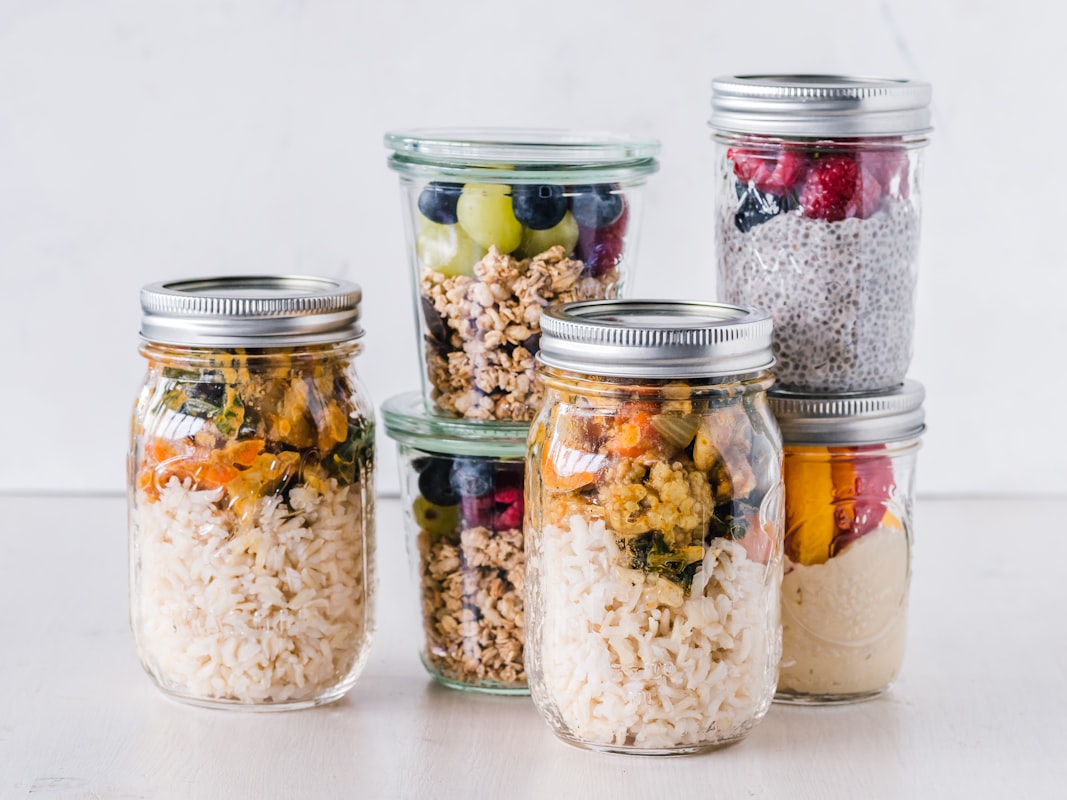 Snack portions and healthy options organized in containers